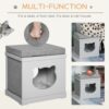 PawHut Cat House Bed Kitten Cave Cube Indoor For Small Pet With Removable Sisal Scratching Pads Soft Cushions, 41x30x36 Cm, Grey - Image 2