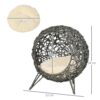 PawHut Rattan Elevated Cat Bed House Kitten Basket Ball Shaped Pet Furniture W Removable Cushion - Silver-Tone And Grey - Image 2