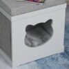 PawHut Cat House Bed Kitten Cave Cube Indoor For Small Pet With Removable Sisal Scratching Pads Soft Cushions, 41x30x36 Cm, Grey - Image 4