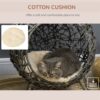PawHut Rattan Elevated Cat Bed House Kitten Basket Ball Shaped Pet Furniture W Removable Cushion - Silver-Tone And Grey - Image 8