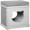 PawHut Cat House Bed Kitten Cave Cube Indoor For Small Pet With Removable Sisal Scratching Pads Soft Cushions, 41x30x36 Cm, Grey - Image 5